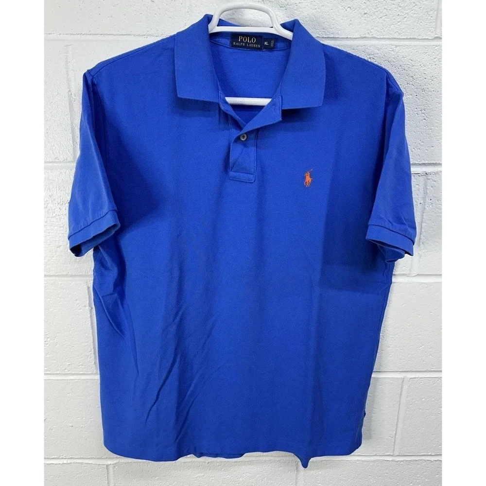 Vintage‎ Polo Ralph Lauren Shirt Mens XL Blue Golf Rugby Golfing Frisbee Top